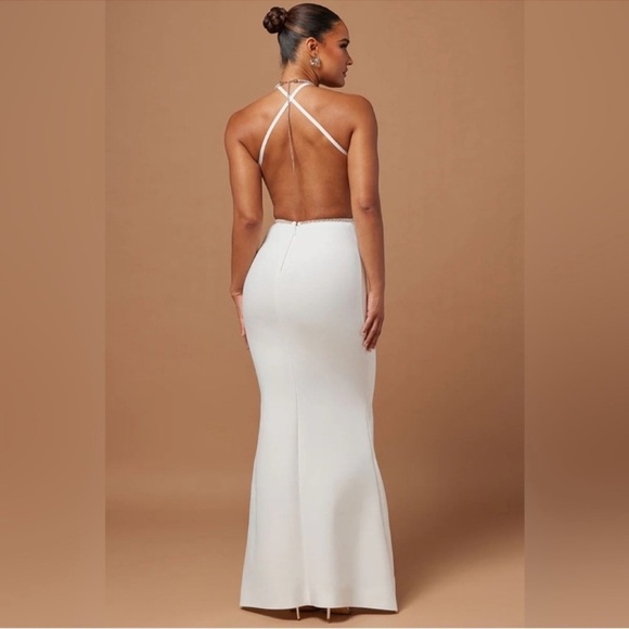 New NWT Fashion Nova Vivica Embellished Maxi Dress in White Size XL - Picture 6 of 6